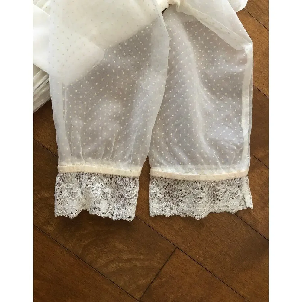 1978 Dorissa of Miami Swiss Dot Lace Pleated Ivory Dress age 6